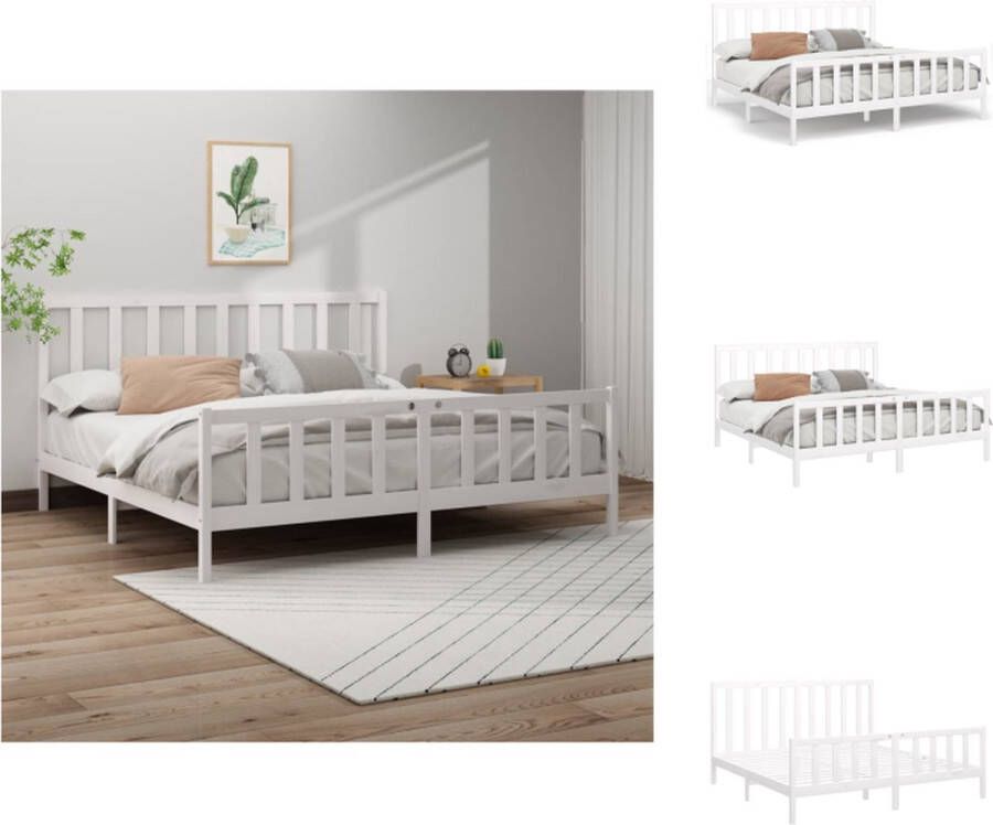VidaXL Bedframe Bedframes Bed Bedbodem Bedframe zonder matras massief grenenhout wit 180x200 cm - Foto 2