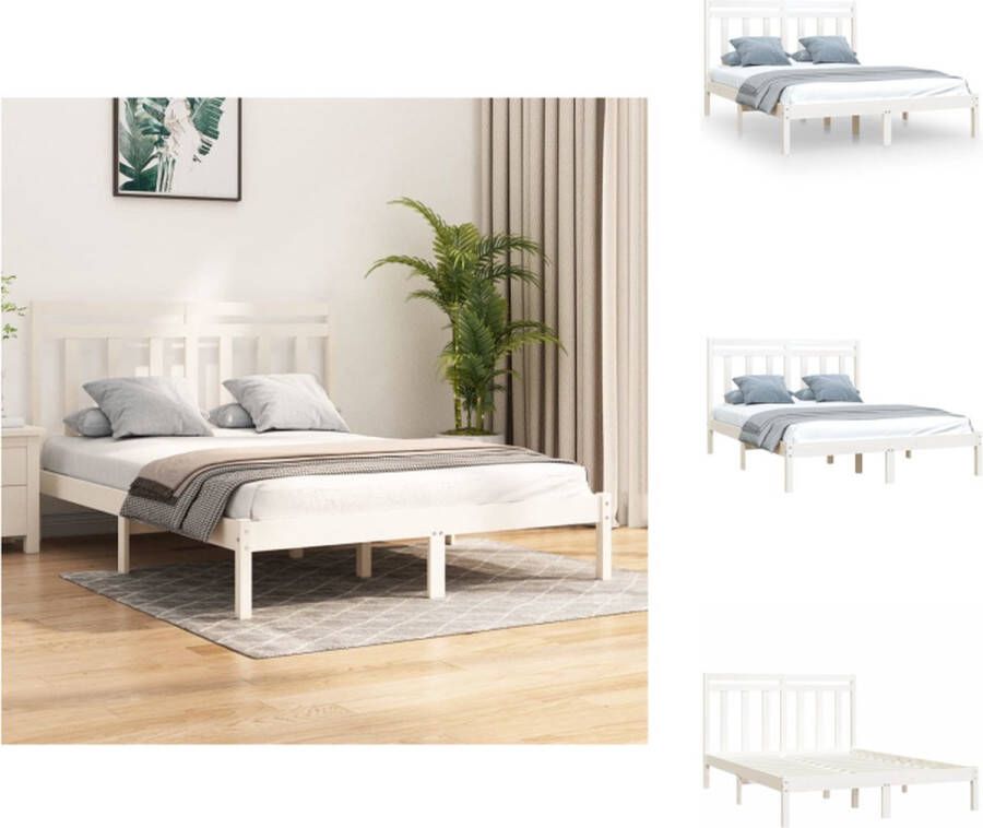 VidaXL Bedframe Bedframes Tweepersoonsbed Bed Bedframe massief hout wit 120x200 cm - Foto 2
