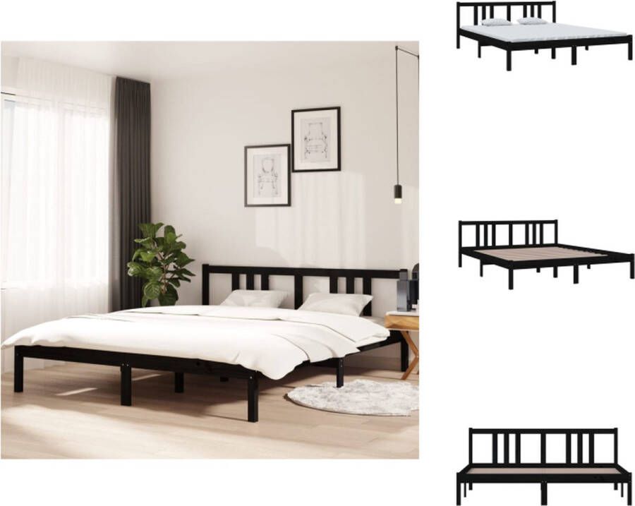 VidaXL Houten Bedframe Zwart 160 x 200 cm Massief Grenenhout Bed