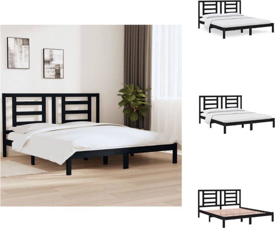 VidaXL Houten Bedframe Zwart 205.5 x 185.5 x 31 cm Massief grenenhout Bed - Foto 1