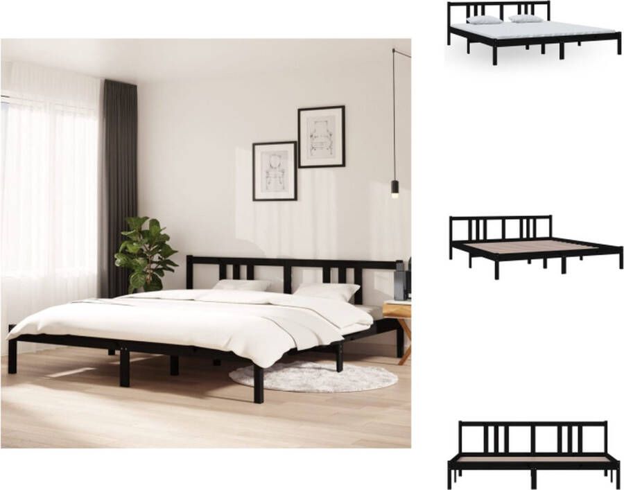 VidaXL Houten Bedframe Zwarte massief grenenhout 205.5 x 185.5 x 69.5 cm Geschikt voor 180 x 200 cm matras Montage vereist Bed