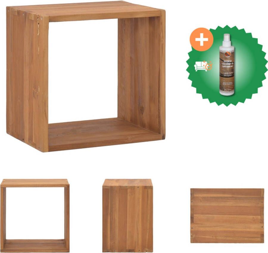 VidaXL Houten Bedkastje Kubusvormig Teakhout 40 x 30 x 40 cm Kast Inclusief Houtreiniger en verfrisser