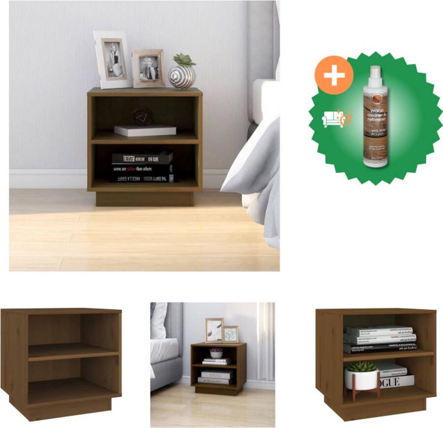 VidaXL Houten Bedkastje Nachtkastje 40x34x40cm Massief Grenenhout Kast Inclusief Houtreiniger en verfrisser