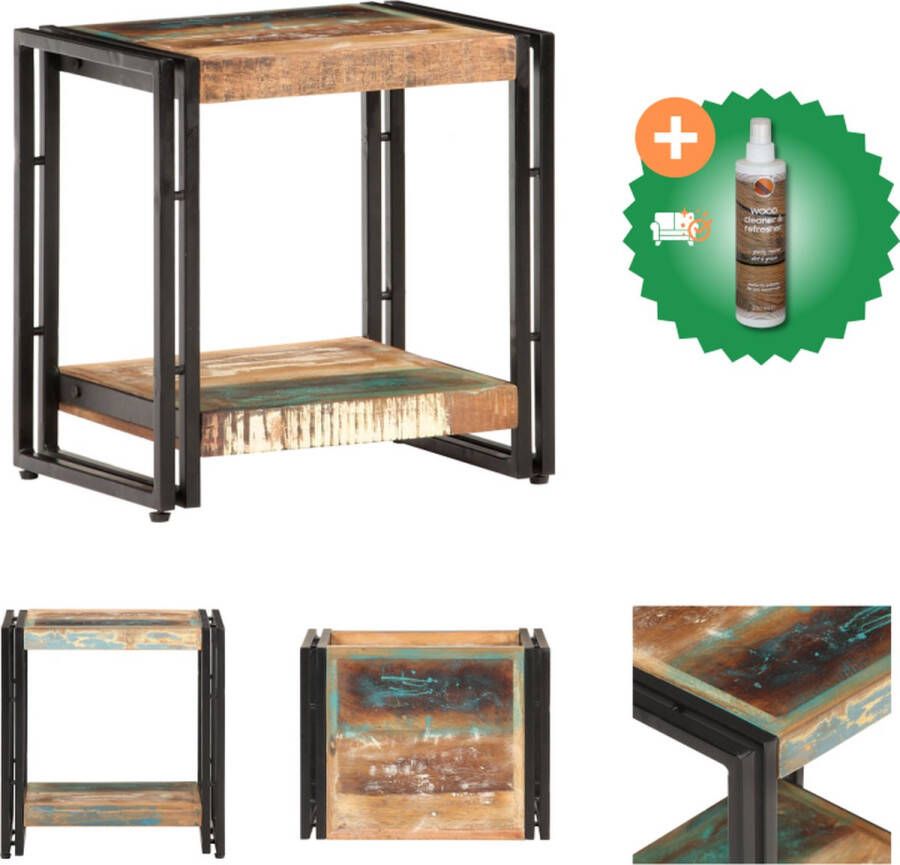 VidaXL Houten Bijzettafel Industriële Stijl 40 x 30 x 40 cm Gerecycled Hout Tafel Inclusief Houtreiniger en verfrisser