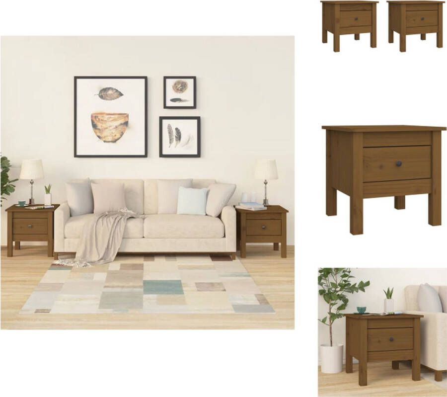 VidaXL Houten Bijzettafel Massief Grenenhout 40 x 40 x 39 cm Honingbruin Tafel
