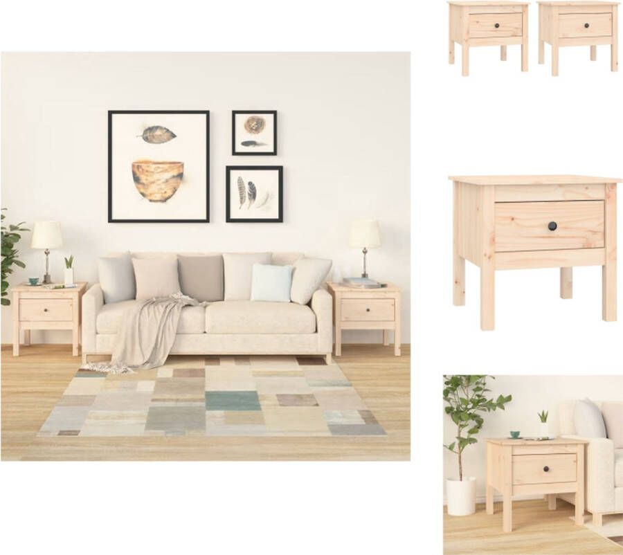 VidaXL Bijzettafel Bijzettafels Eindtafel Salontafel Bijzettafels 2 st 50x50x49 cm massief grenenhout