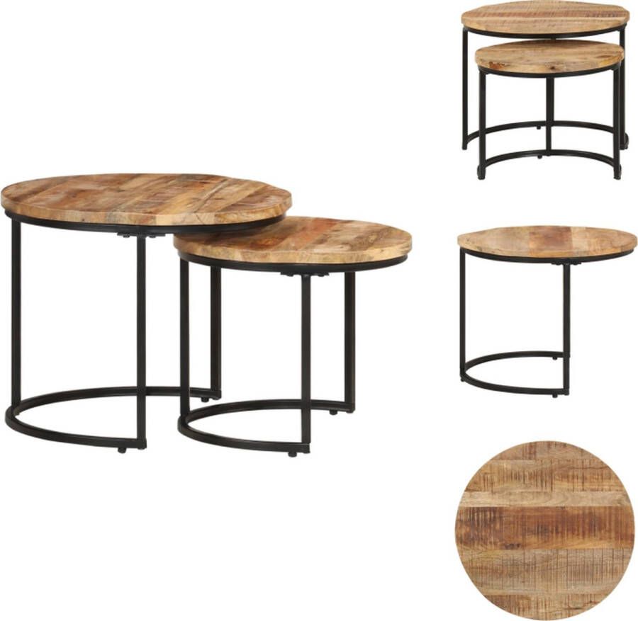 VidaXL Houten Bijzettafels onbekend Bijzettafels Afmetingen- 50 x 40 cm 40 x 34 cm Materiaal- ruw mangohout en ijzer Tafel