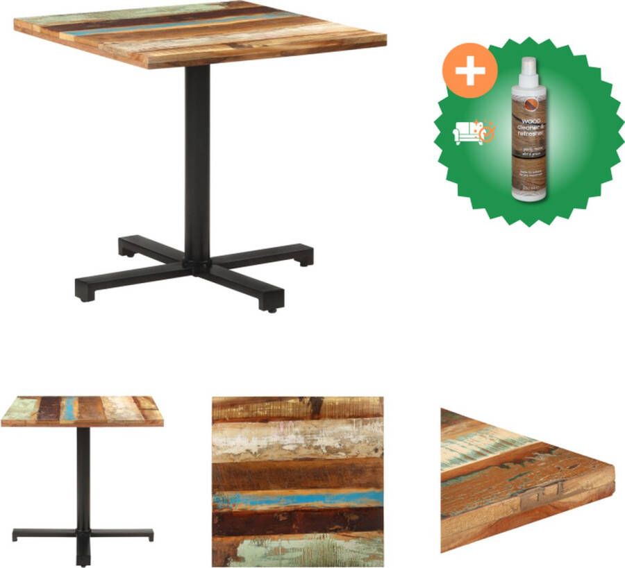 VidaXL Houten Bistrotafel Gerecycled hout 80x80x75 cm Mangohout Teak Acacia Tafel Inclusief Houtreiniger en verfrisser