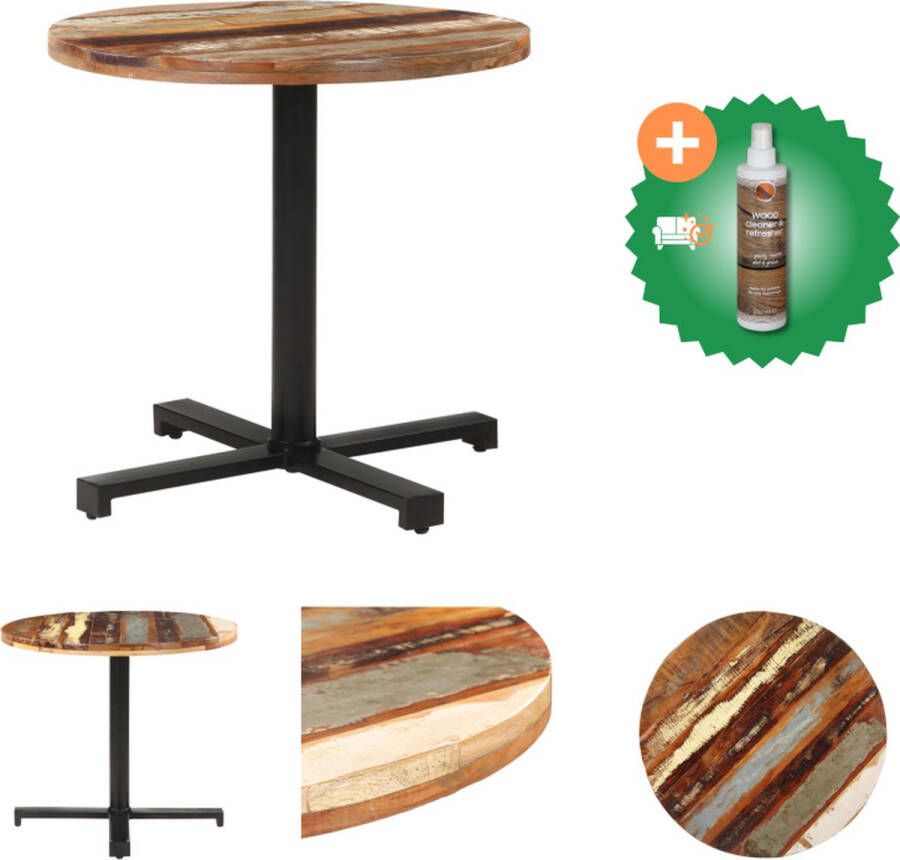 VidaXL Houten Bistrotafel Massief gerecycled hout Gemengde kleurafwerking 80x75 cm Tafel Inclusief Houtreiniger en verfrisser