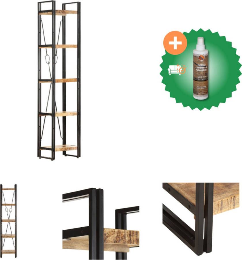 VidaXL Houten Boekenkast 5-laags 40x30x180 cm Industriële Stijl Kast Inclusief Houtreiniger en verfrisser