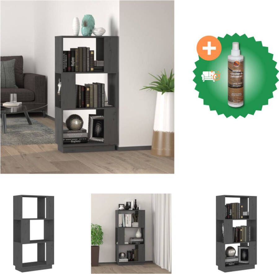 VidaXL Boekenkast kamerscherm 51x25x101 cm massief grenenhout grijs Kast Inclusief Houtreiniger en verfrisser