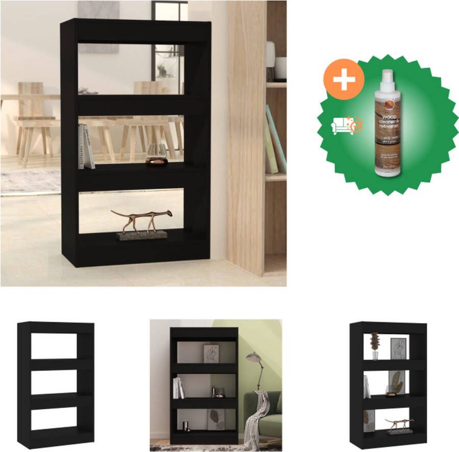 VidaXL Boekenkast kamerscherm 60x30x103 cm spaanplaat zwart Kast Inclusief Houtreiniger en verfrisser
