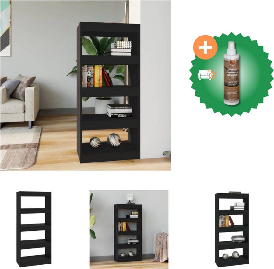 VidaXL Boekenkast kamerscherm 60x30x135 cm bewerkt hout zwart Kast Inclusief Houtreiniger en verfrisser