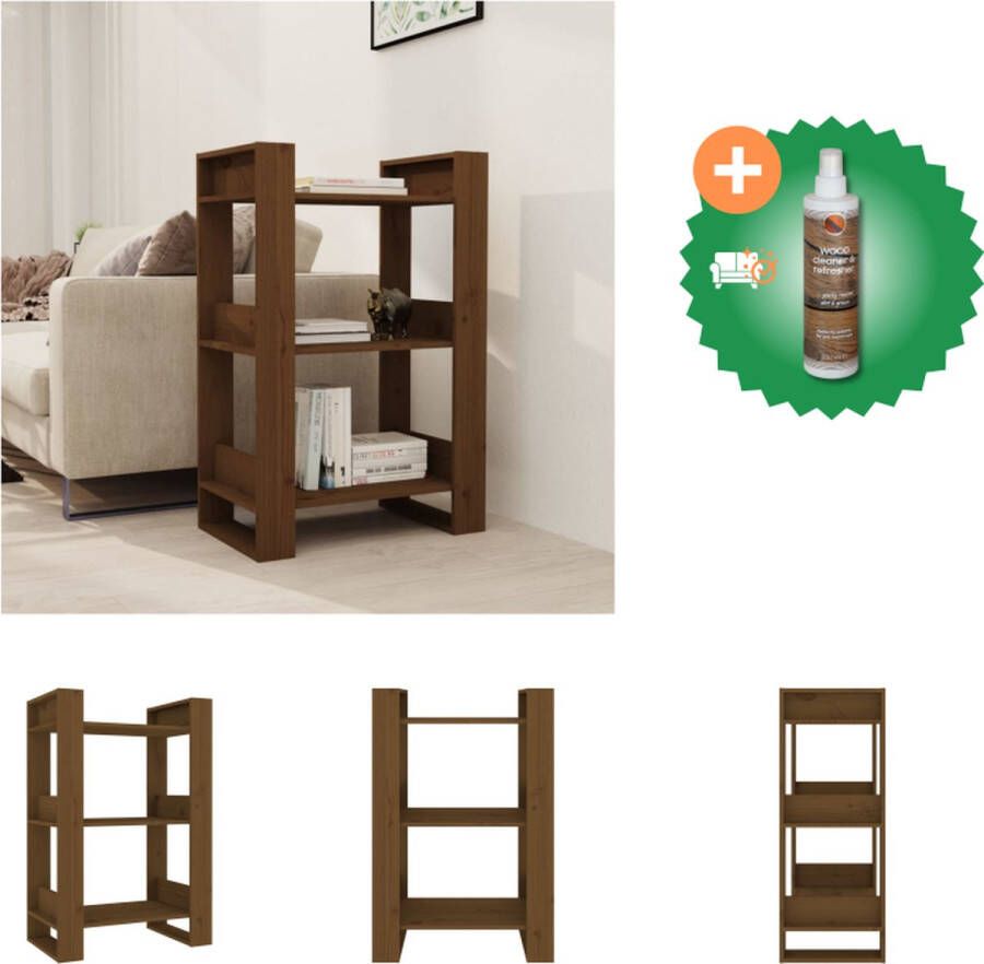VidaXL Boekenkast kamerscherm 60x35x91 cm massief hout honingbruin Kast Inclusief Houtreiniger en verfrisser
