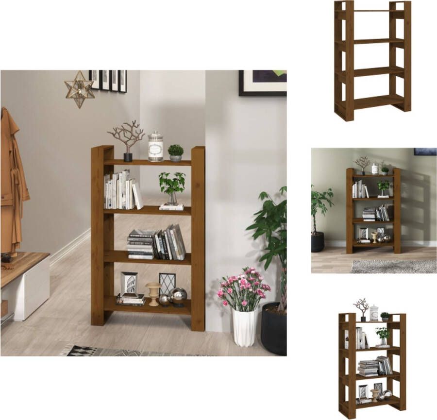VidaXL Boekenkast Boekenkasten Opbergkast Boekenrek Boekenkast kamerscherm 80x35x125 cm massief hout honingbruin