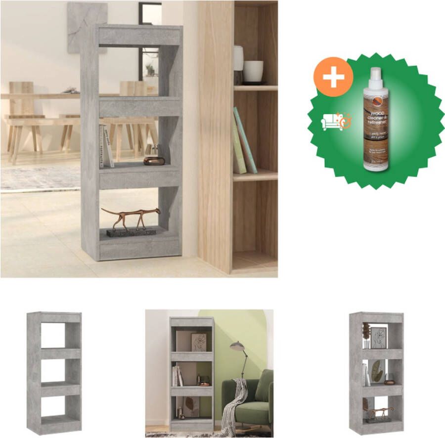 VidaXL Houten Boekenkast Betongrijs 40 x 30 x 103 cm Stevig en praktisch Kast Inclusief Houtreiniger en verfrisser