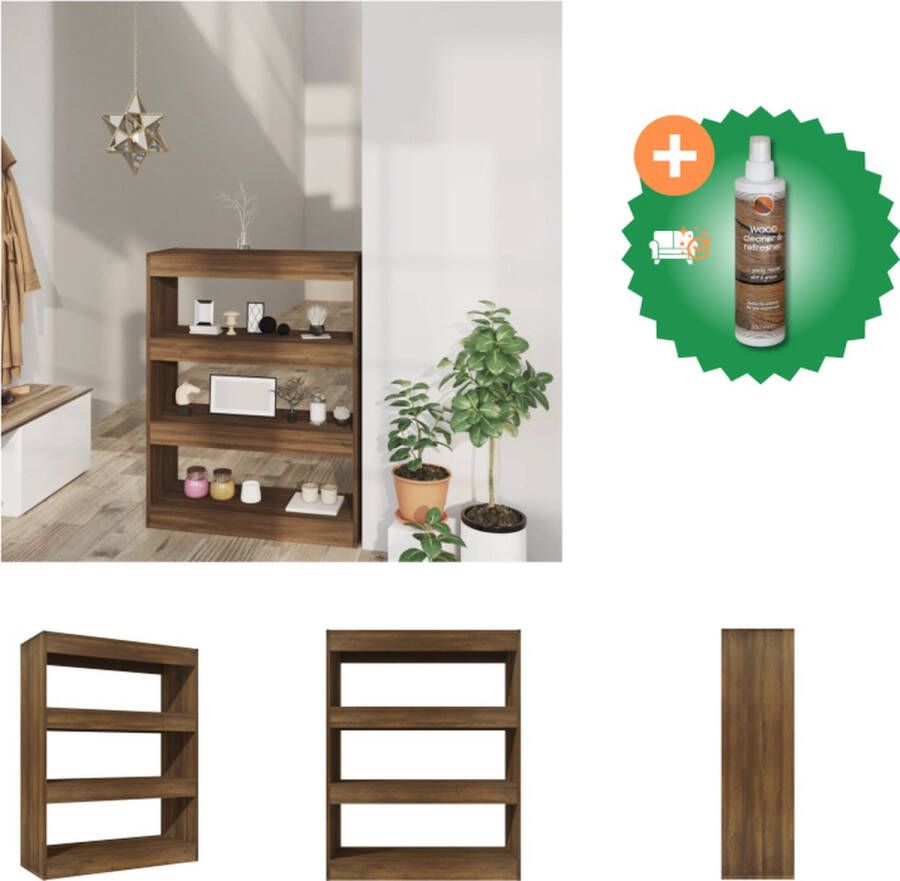 VidaXL Houten Boekenkast Bruineiken 80x30x103 cm Inclusief Montagemateriaal Kast Inclusief Houtreiniger en verfrisser
