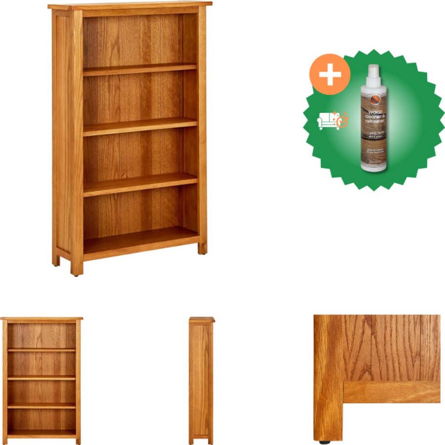 VidaXL Boekenkast met 4 schappen 70x22x110 cm massief eikenhout Kast Inclusief Houtreiniger en verfrisser
