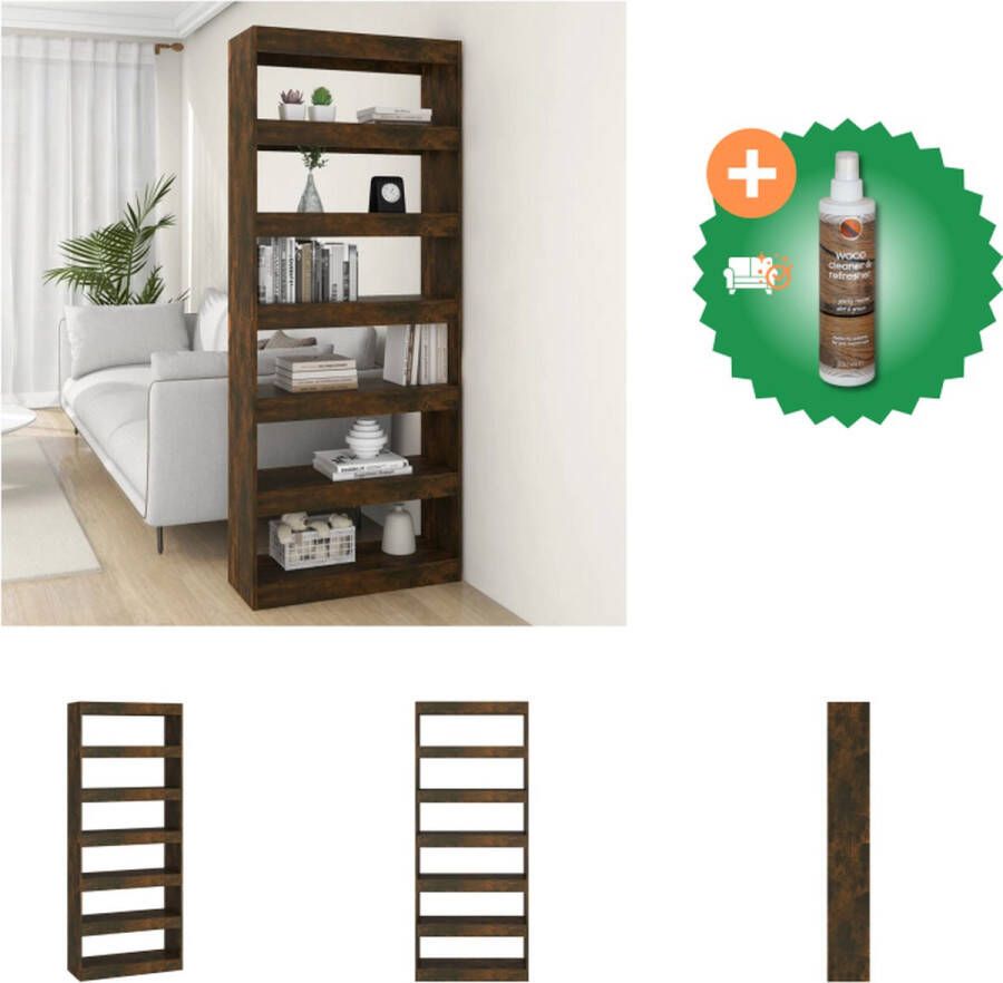 VidaXL Houten Boekenkast Gerookt eiken 80 x 30 x 198 cm Montage vereist Kast Inclusief Houtreiniger en verfrisser