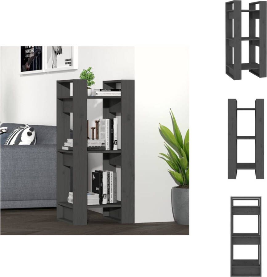 VidaXL Boekenkast Boekenkasten Boeken Kast Boekenkast kamerscherm 41x35x91 cm massief grenenhout grijs