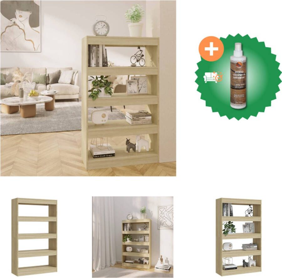 VidaXL Houten Boekenkast Sonoma Eiken 80 x 30 x 135 cm Montage vereist Kast Inclusief Houtreiniger en verfrisser