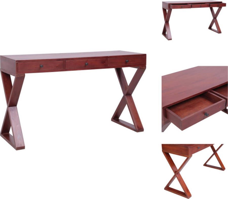 VidaXL Computerbureau Computerbureaus Thuis Kantoorbureau Hoekbureau Computerbureau 115x47x77 cm massief mahoniehout bruin - Foto 2