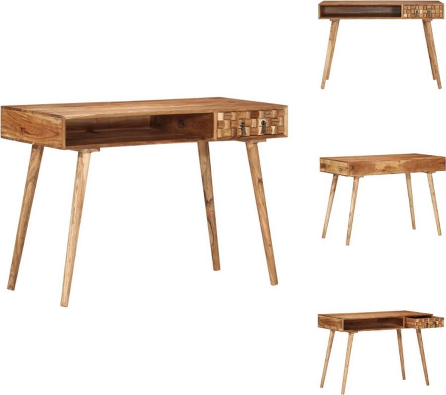 VidaXL Schrijftafel Schrijftafels Schrijf Tafel Bureau Schrijftafel 110x50x76 cm massief acaciahout - Foto 2