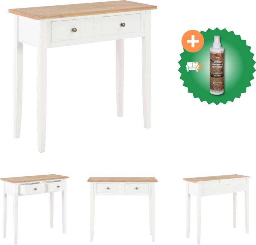 VidaXL Houten Console Table Wit 79 x 30 x 74 cm Met laden Tafel Inclusief Houtreiniger en verfrisser