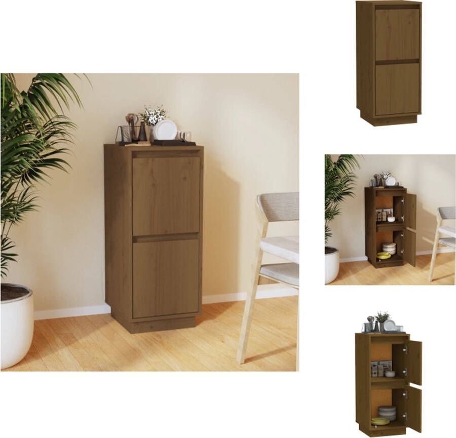 VidaXL Dressoir Dressoirs Kast Opbergkast Dressoir 31 5x34x75 cm massief grenenhout honingbruin - Foto 2