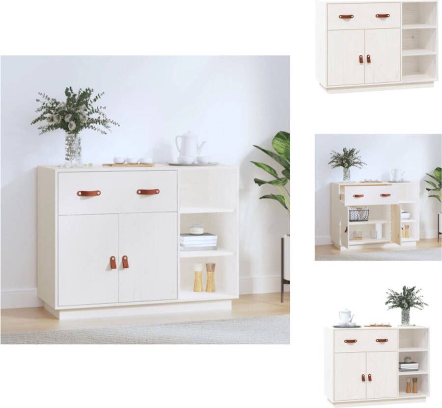 VidaXL Dressoir Dressoirs Kast Wandkast Dressoir 98-5x40x75 cm massief grenenhout wit - Foto 2