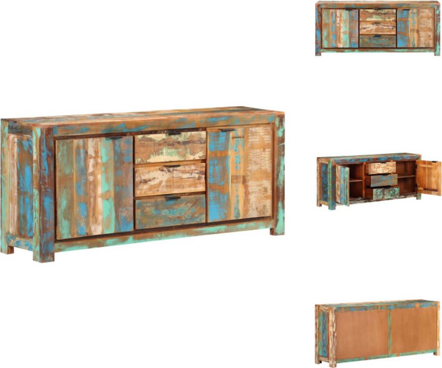 VidaXL Houten dressoir opbergkast 2 deuren 3 lades 175 x 40 x 75 cm Gerecycled hout Keukenkast