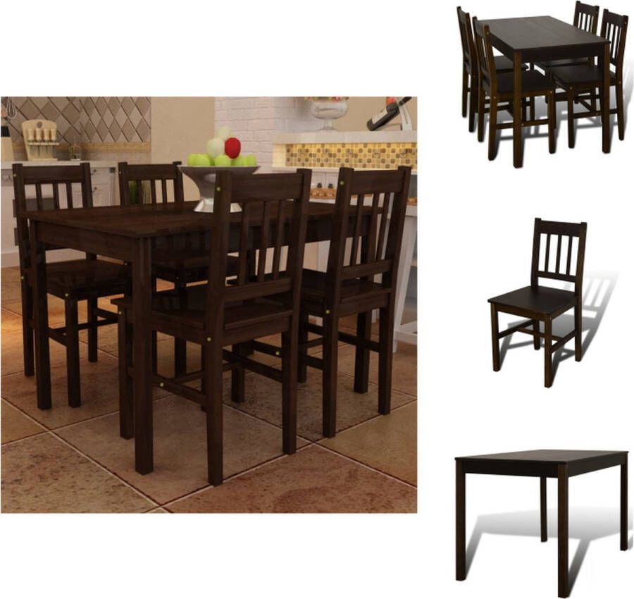 VidaXL Eetkamertafel En Eetkamerstoel Eetkamertafels En Eetkamerstoelen Houten Eetset Houten Eetsets Eettafel met 4 stoelen hout bruin