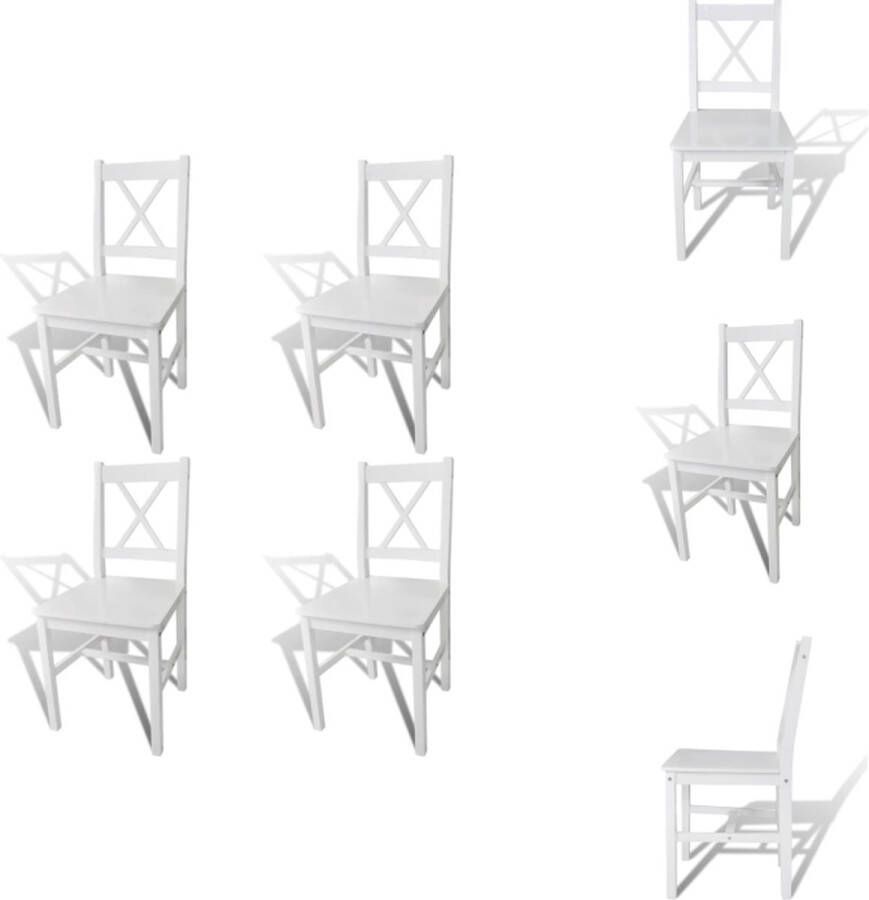 VidaXL Eetkamerstoel Eetkamerstoelen Houten Eetstoel Houten Eetstoelen Eetkamerstoelen 4 st grenenhout wit