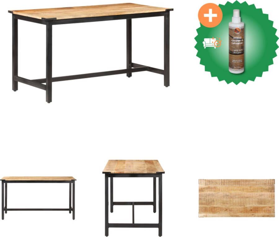 VidaXL Eettafel Industriële Stijl Massief Ruw Mangohout 140 x 70 x 76 cm Dikte tafelblad 10 cm Tafel Inclusief Houtreiniger en verfrisser