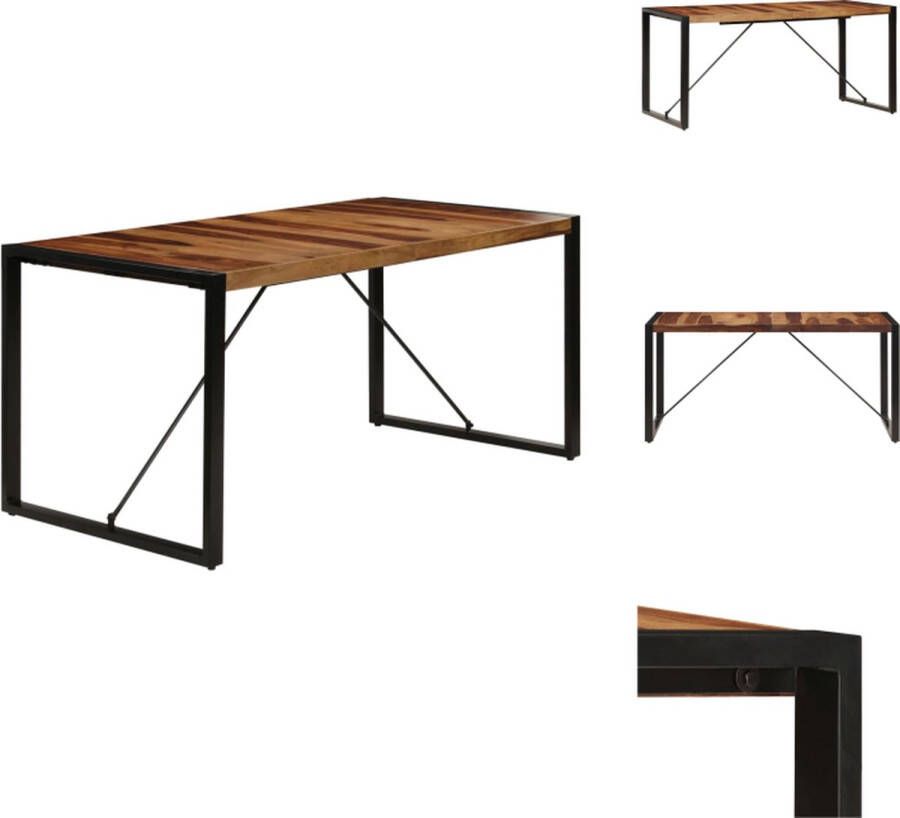 VidaXL Houten Eettafel Industriële Stijl 160x80x75 cm Sheeshamhout Bruin Zwart Tafel