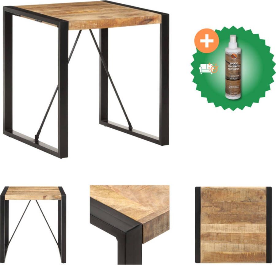 VidaXL Houten Eettafel Industriële Stijl 70x70x75 cm Mangohouten Tafel Inclusief Houtreiniger en verfrisser