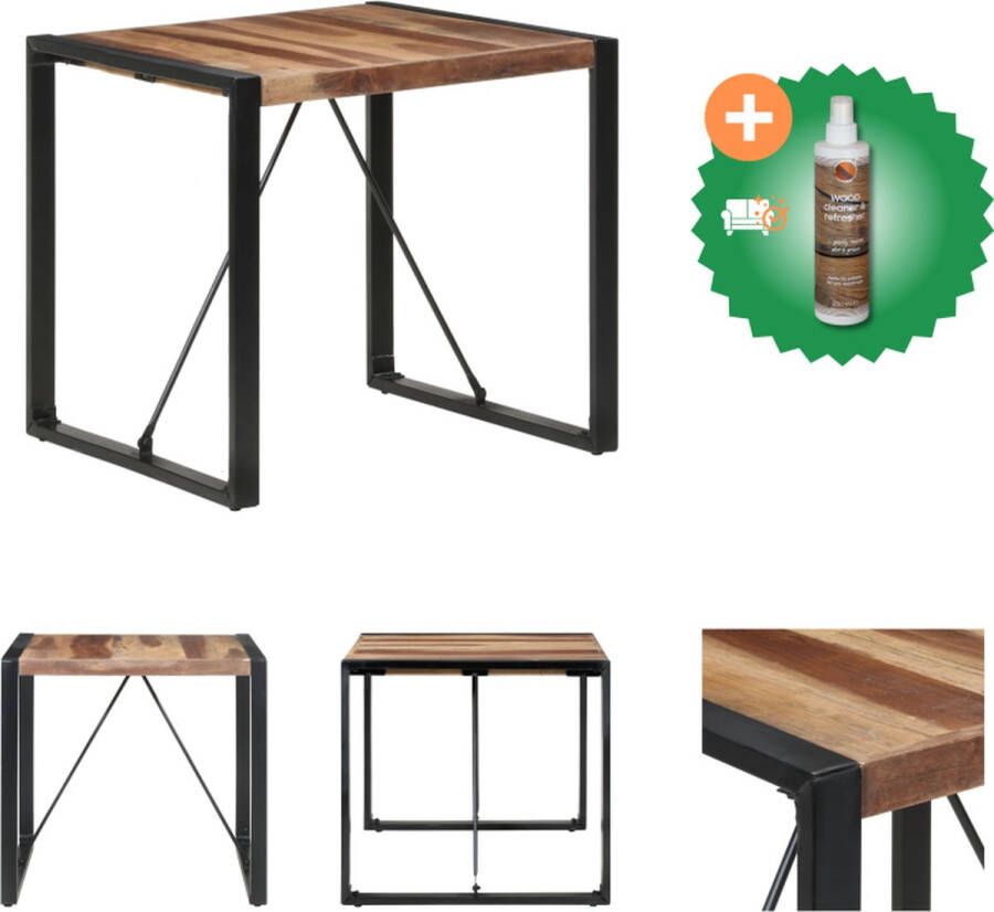 VidaXL Houten eettafel industriële stijl Keuken- en eetkamertafel 80 x 80 x 75 cm Massief acaciahout en rubberwood Sheesham afwerking Tafel Inclusief Houtreiniger en verfrisser