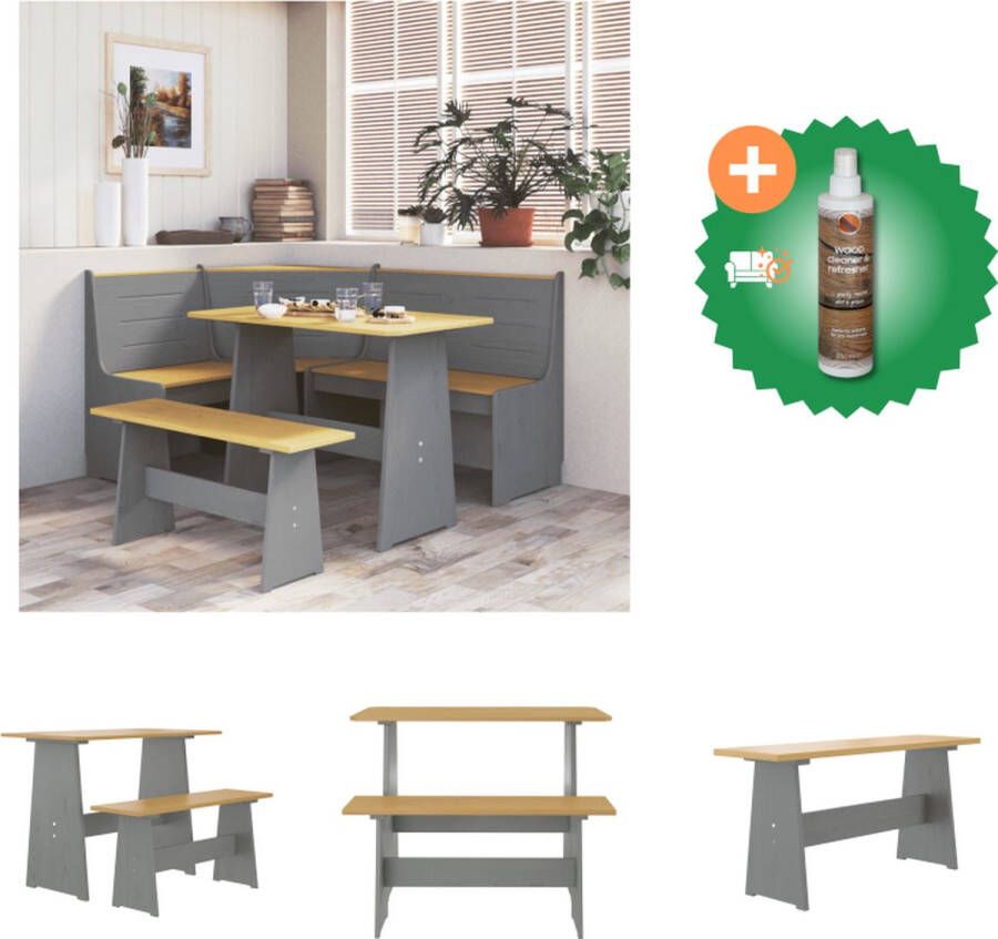VidaXL Houten Eettafel Massief grenen 100x60x73 cm Honingbruin Grijs Tafel Inclusief Houtreiniger en verfrisser