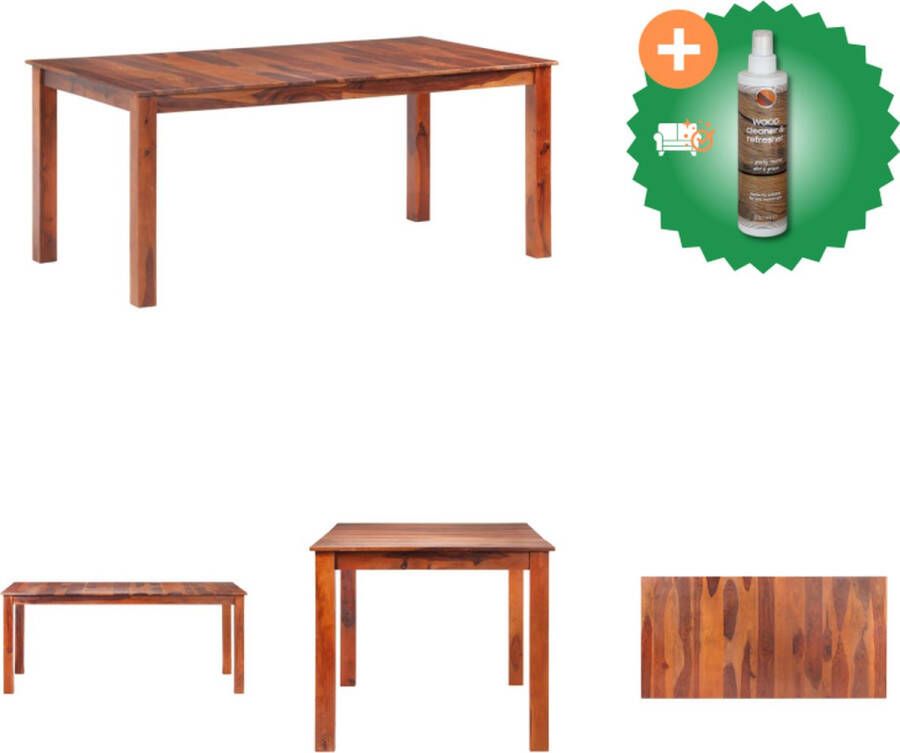 VidaXL Houten eettafel Sheesham 180x90x76 honingkleurig Tafel Inclusief Houtreiniger en verfrisser