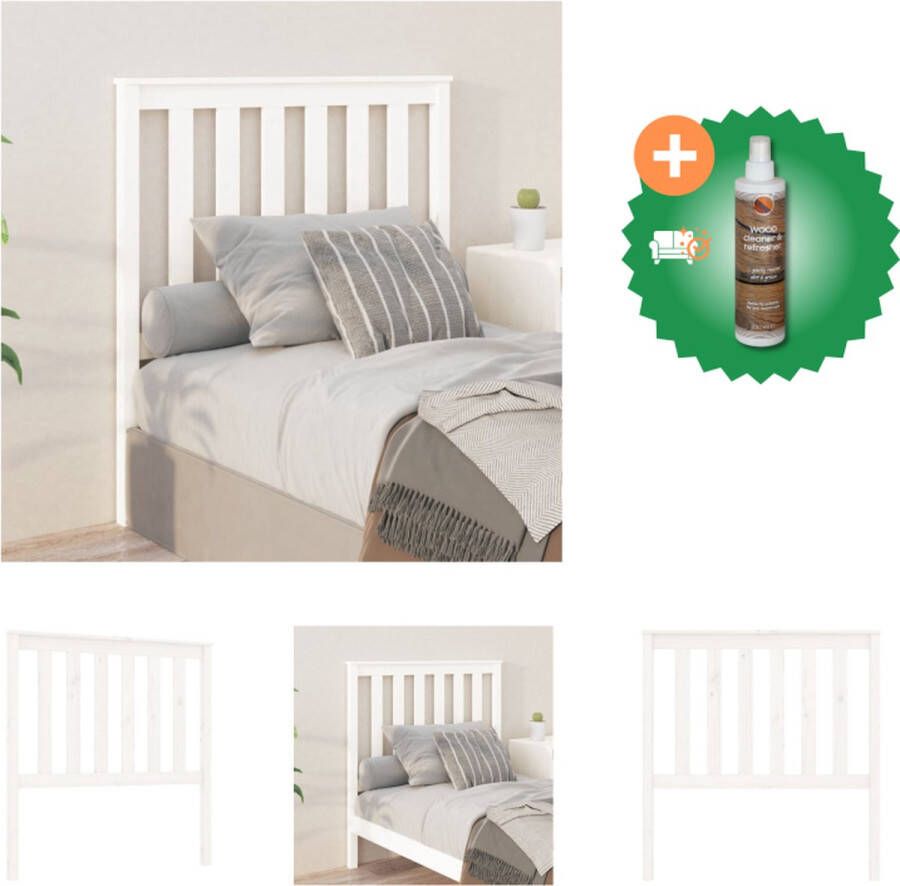 VidaXL Houten Hoofdbord 96 x 6 x 101 cm Wit Massief Grenenhout Bedonderdeel Inclusief Houtreiniger en verfrisser