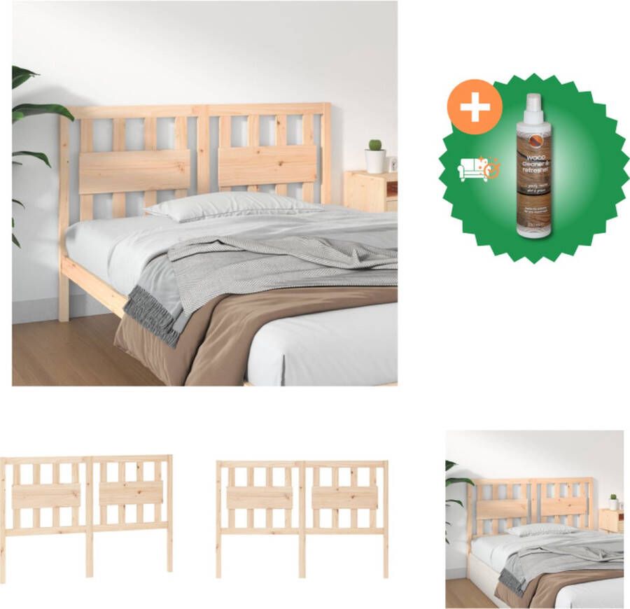 VidaXL Houten Hoofdbord Grenenhout 125.5 x 4 x 100 cm Rustieke Charme Bedonderdeel Inclusief Houtreiniger en verfrisser