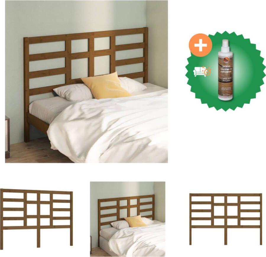 VidaXL Houten Hoofdbord Grenenhout 166 x 4 x 104 cm Klassieke uitstraling Bedonderdeel Inclusief Houtreiniger en verfrisser