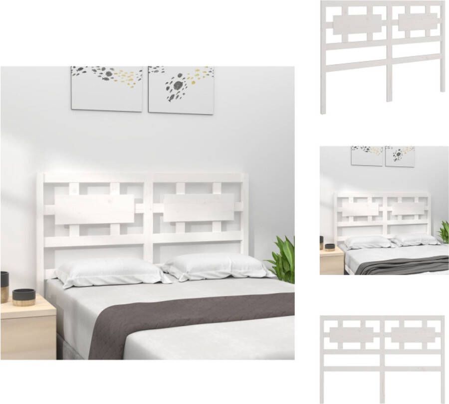 VidaXL Hoofdbord Hoofdborden Hoofdeinde Houten Hoofdbord 205-5x4x100 cm massief grenenhout wit - Foto 2