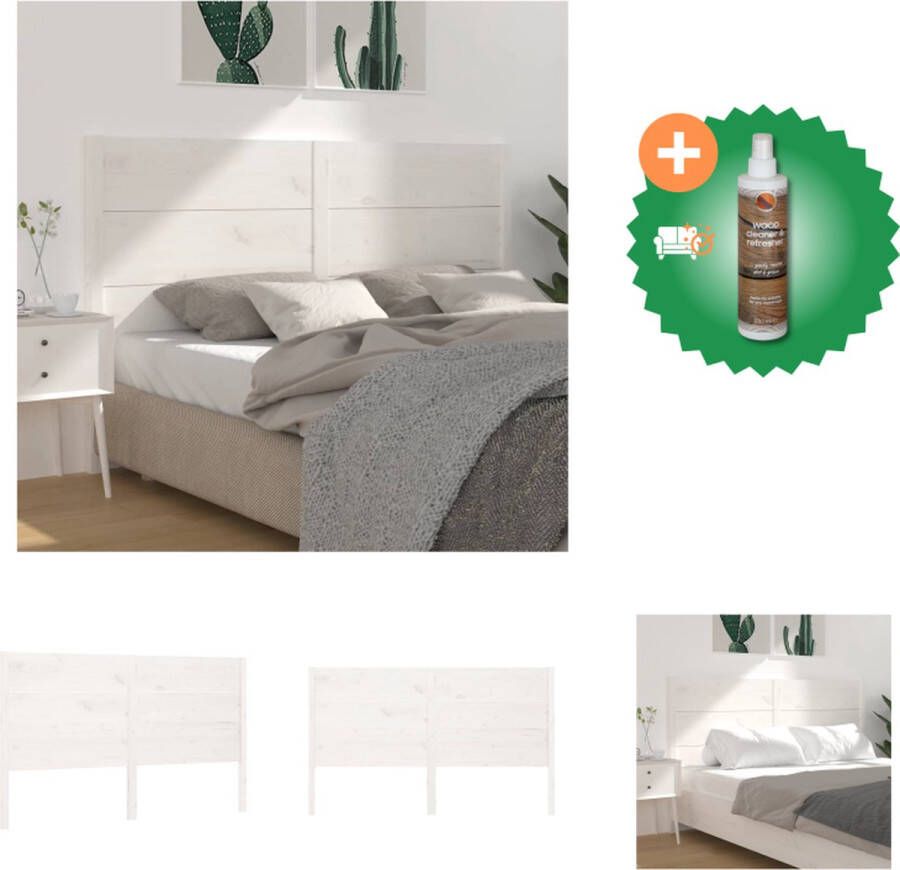 VidaXL Houten Hoofdeinde Trendy Design Hoofdbord Afmetingen- 206 x 4 x 100 cm Kleur- Wit Bedonderdeel Inclusief Houtreiniger en verfrisser - Foto 7