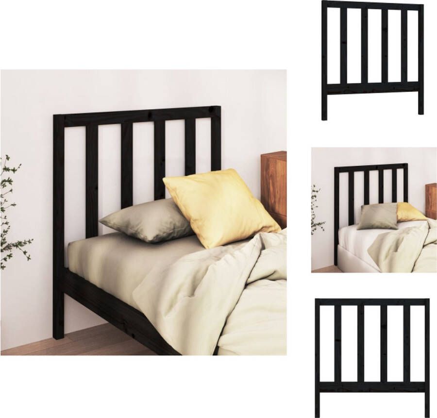 VidaXL Hoofdbord Hoofdborden Hoofdeinde Houten Hoofdbord 95x4x100 cm massief grenenhout zwart - Foto 2