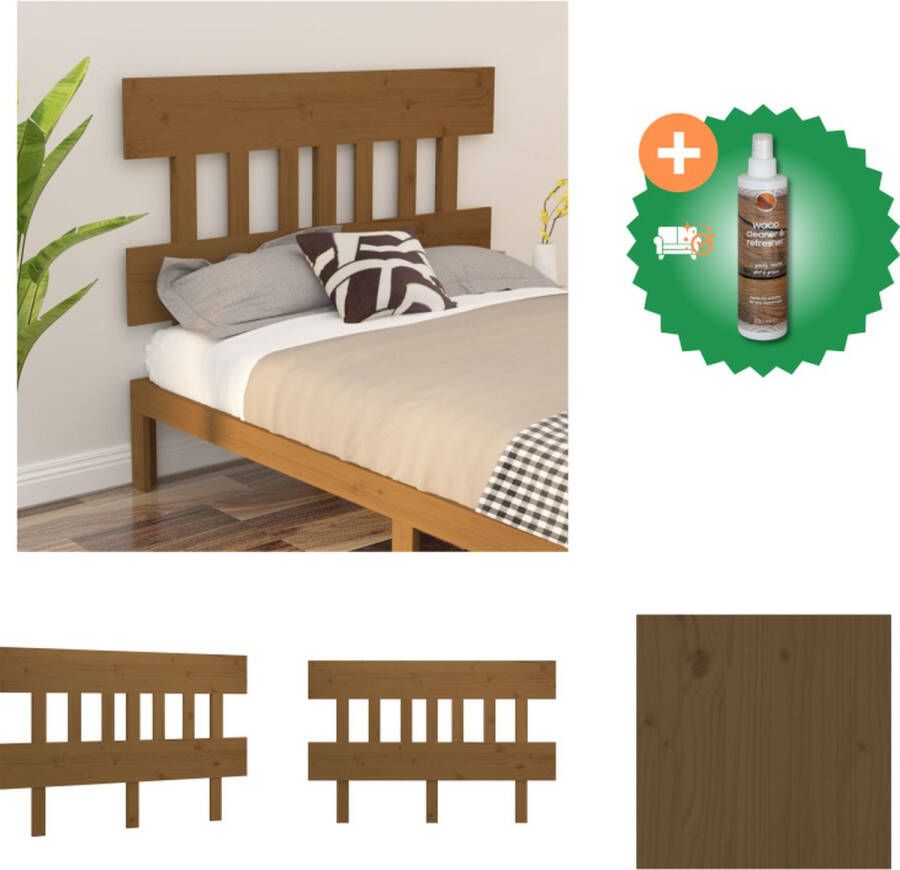 VidaXL Houten Hoofdbord Grenenhout Rustiek design 203.5 x 3 x 81 cm Honingbruin Bedonderdeel Inclusief Houtreiniger en verfrisser