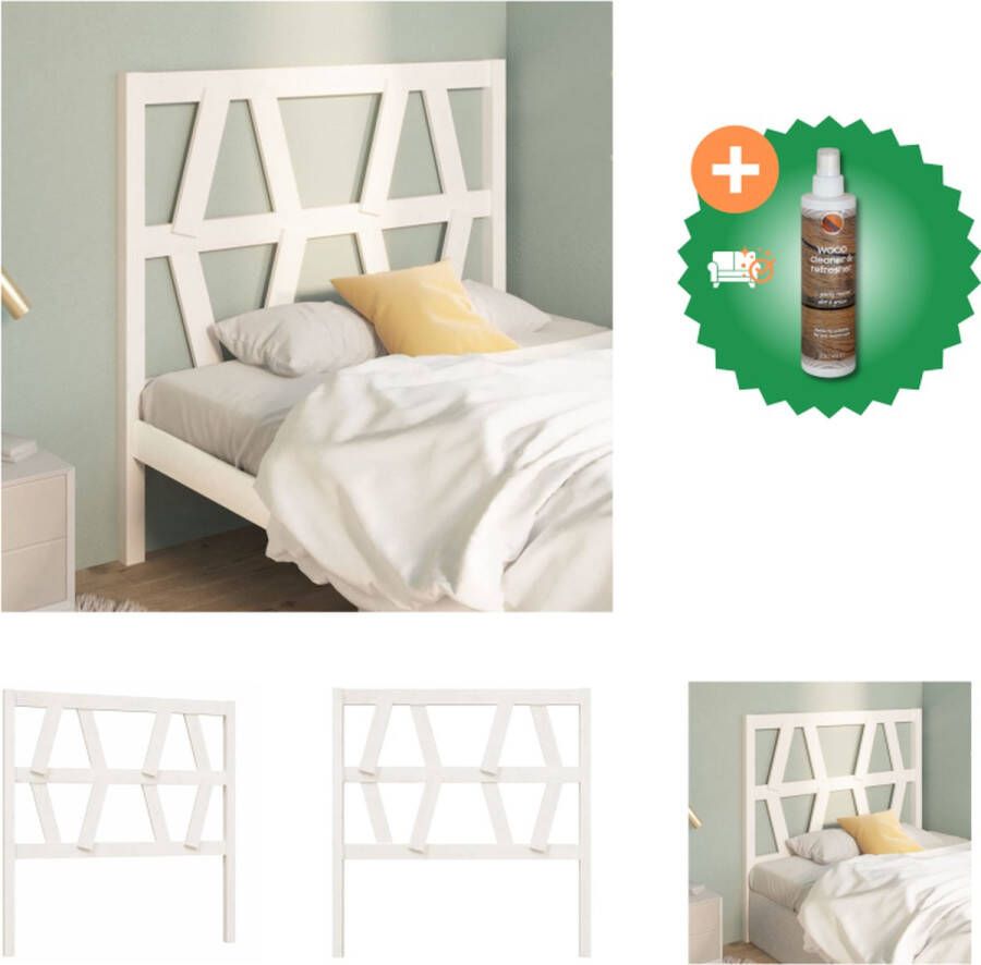 VidaXL Houten Hoofdbord Wit 96 x 4 x 100 cm Rustieke Charme Bedonderdeel Inclusief Houtreiniger en verfrisser - Foto 2