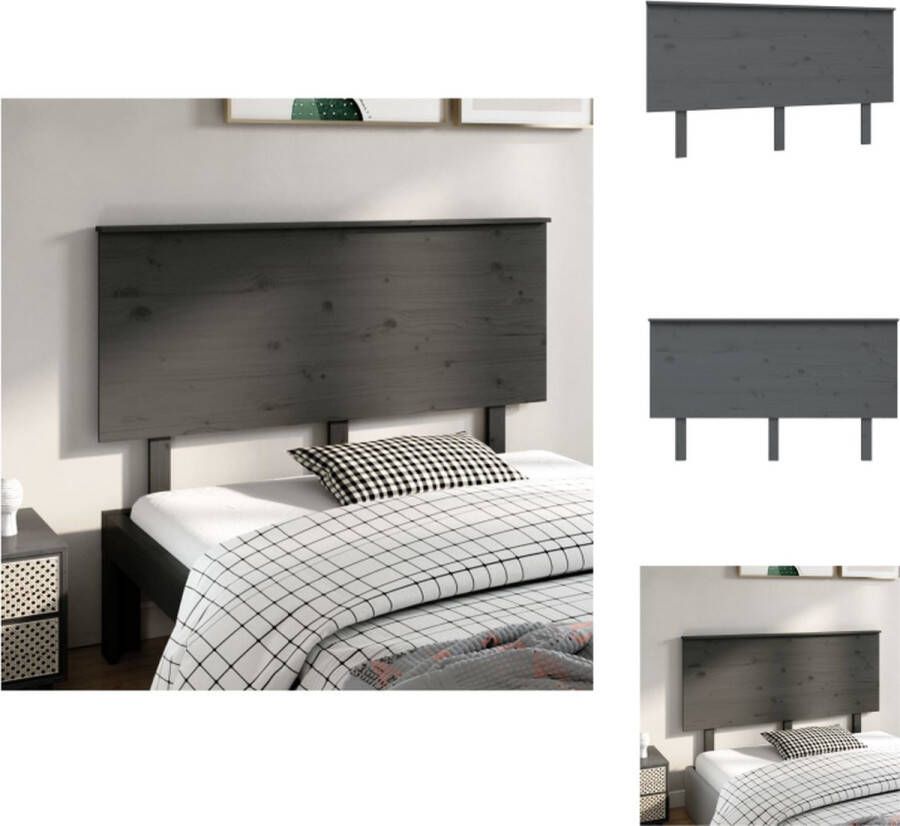 VidaXL Hoofdbord Hoofdborden Hoofdeinde Houten Hoofdbord 144x6x82 5 cm massief grenenhout grijs - Foto 2