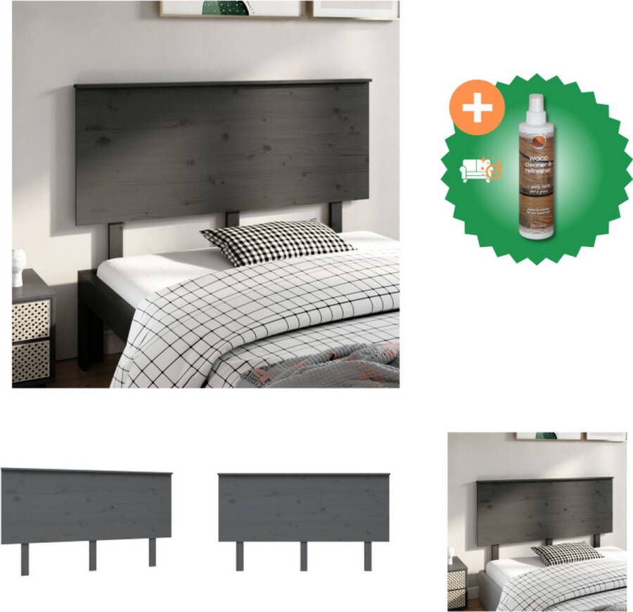 VidaXL Hoofdbord 144x6x82-5 cm massief grenenhout grijs Bedonderdeel Inclusief Houtreiniger en verfrisser