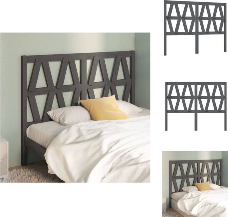 vidaXL Houten Hoofdbord Grijs 166 x 4 x 100 cm (B x D x H) Trendy design Bedonderdeel